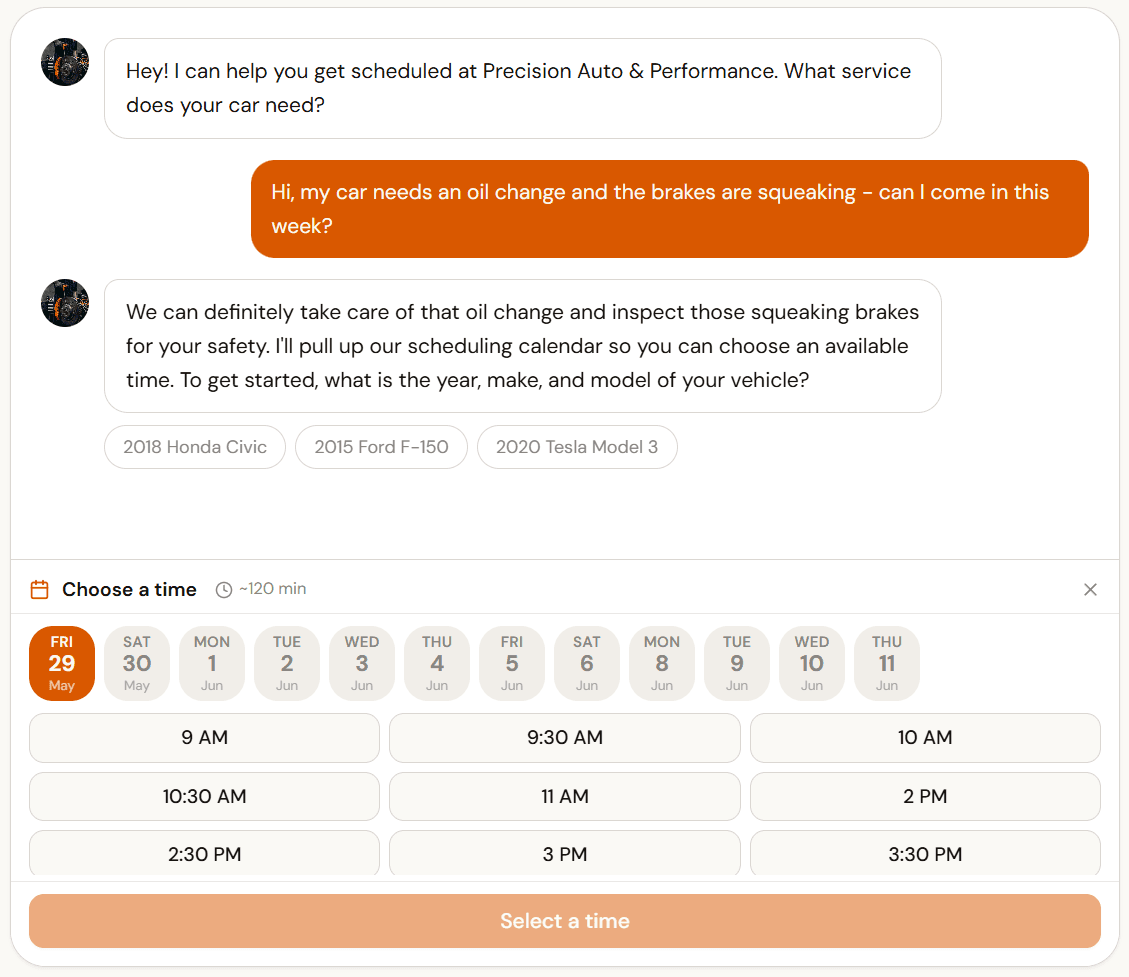 AI assistant asking follow-up questions during intake